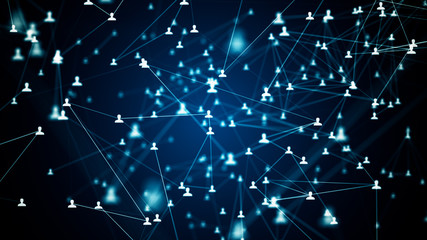 Network connections in social networks 3d illustration