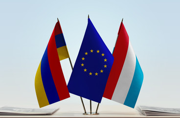 Flags of Armenia European Union and Luxembourg