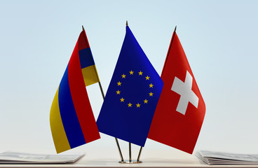 Flags of Armenia European Union and Switzerland