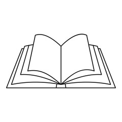 Open book icon, outline style