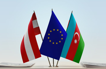 Flags of Austria European Union and Azerbaijan