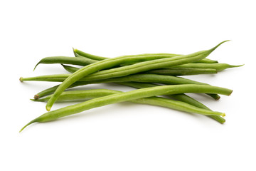Green beans isolated on a white background.