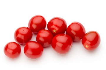 Plum tomatoes isolated on white background. Top view