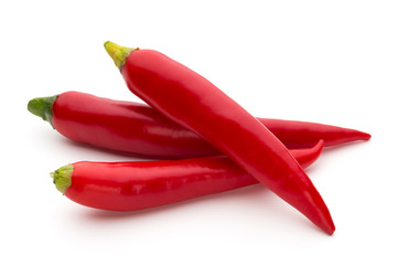 Red chilli pepper isolated on a white background.