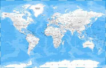 World Map Physical White - vector