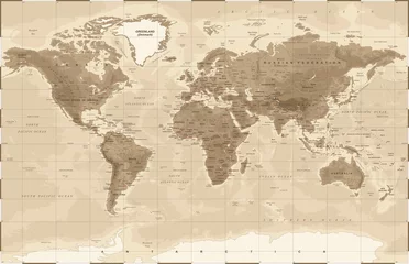 Gartenposter Weltkarte Weltkarte physische Vintage - Vektor