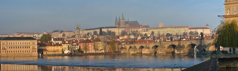 Obraz premium Panorama of the Charles Bridge in Prague.