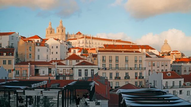 Lisbon Panorama. Timelapse 4k. Lisbon is the capital and the largest city of Portugal. Lisbon is continental Europe's westernmost capital city and the only one along the Atlantic coast.