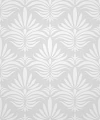 Vector wallpaper background. Gray damask pattern with lighting.
