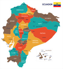 Ecuador - map and flag Detailed Vector Illustration