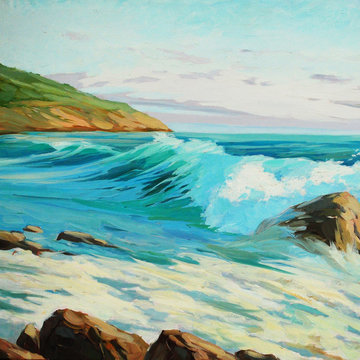 seascape oil painting on canvas, illustration