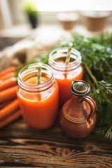 Fresh organic carrot juice