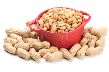 Roasted peanuts isolated on white