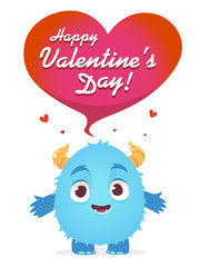vector Valentine's day yeti 3d effect greeting card