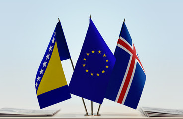 Flags of Bosnia and Herzegovina European Union and Iceland