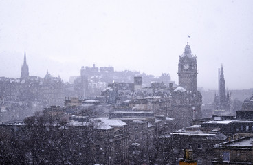 Looking Over Edinburgh During Snow fall