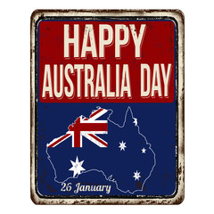 Happy australia day vintage rusty metal sign