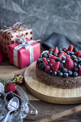 Chocolate Cheesecake with Berries with Gifts