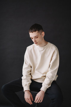 Studio portrait of teen male