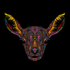 Color vector deer head without horns