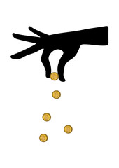 A woman's hand holds a bitcoin between her fingers