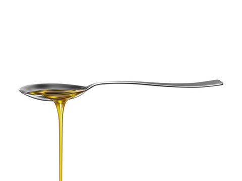 Oil Dripping Or Pouring From A Spoon