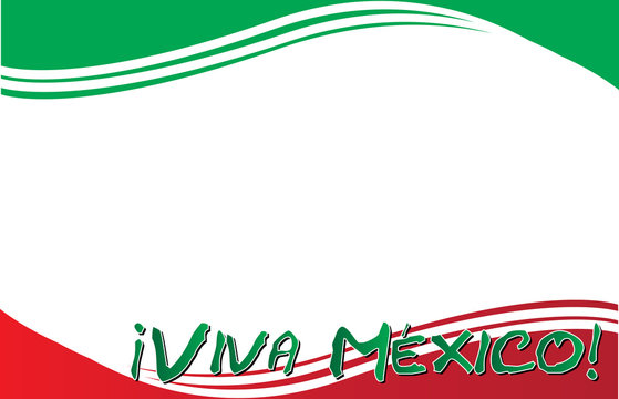 Viva Mexico Postcard Mexican Flag Border