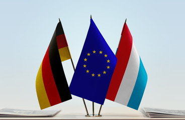 Flags of Germany European Union and Luxembourg