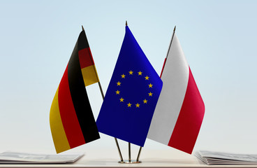 Flags of Germany European Union and Poland