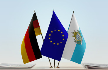 Flags of Germany European Union and San Marino