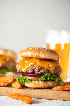 Cheeseburger and Sweet Potato Fries