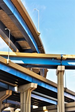 US Infrastructure Bridge Overpass - Transportation and Infrastructure - City Scene - Urban Transportation - Abstracted