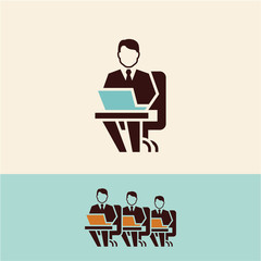 Office worker. Working on computer.