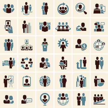 business people icons set