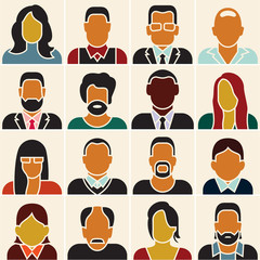 Business people icons. People flat icons set.