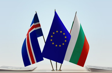 Flags of Iceland European Union and Bulgaria