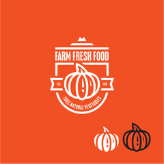 Pumpkin vector icon. Pumpkin vegetable label.