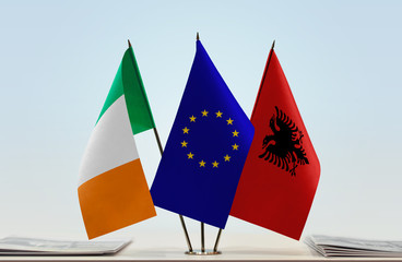 Flags of Ireland European Union and Albania