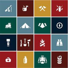 Camping icons set. Camping equipment.