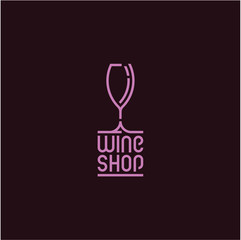 wine glass icon, wine shop logo