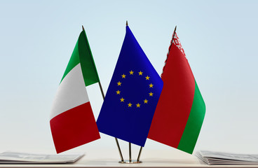 Flags of Italy European Union and Belarus