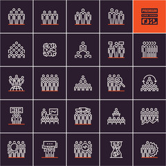 group of people icon, conference presentation icons, business people line icons vector set, human resources