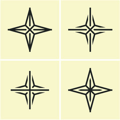 Obraz premium Four Point Star icon. Cross star. Bethlehem natal star.