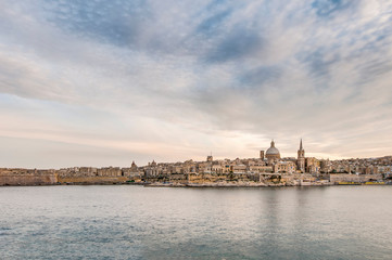 Fototapeta na wymiar Valletta seafront skyline view, Malta