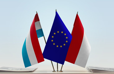 Flags of Luxembourg European Union and Monaco