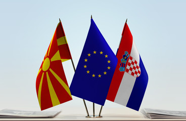 Flags of Macedonia European Union and Croatia