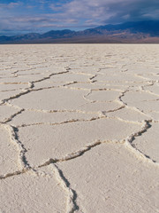 Fototapeta na wymiar Sunlit salt pan and Panamint Range, Death Valley National Park, California