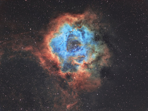 The Rosette nebula in widefield in Hubble Space telescope palette