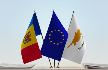 Flags of Moldova European Union and Cyprus