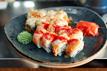 Sushi on the red plate